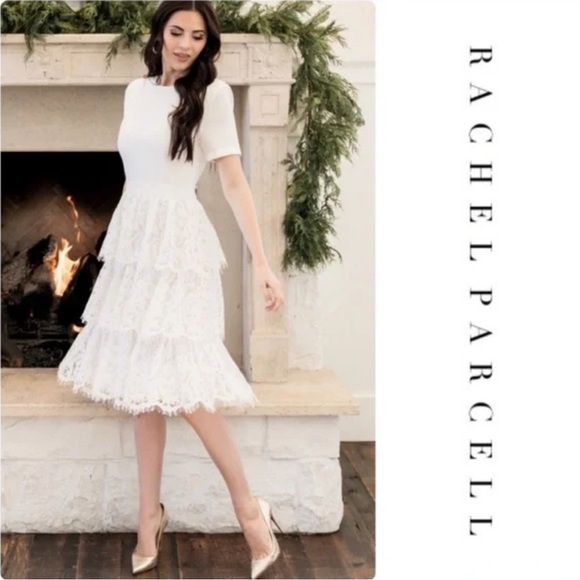 Rachel Parcell White Lace Tiered Dress - Picture 1 of 5